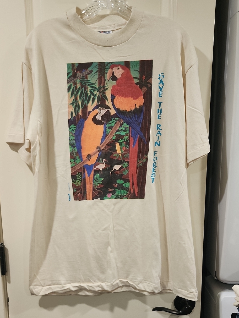 Save The Rain Forest Del Rio 87 Vintage Hanes Beefy T-Shirt Graphic Size L